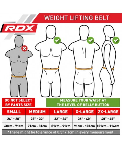 RDX RN 6 Leather Weightligting belt in Brown size chart-422x512